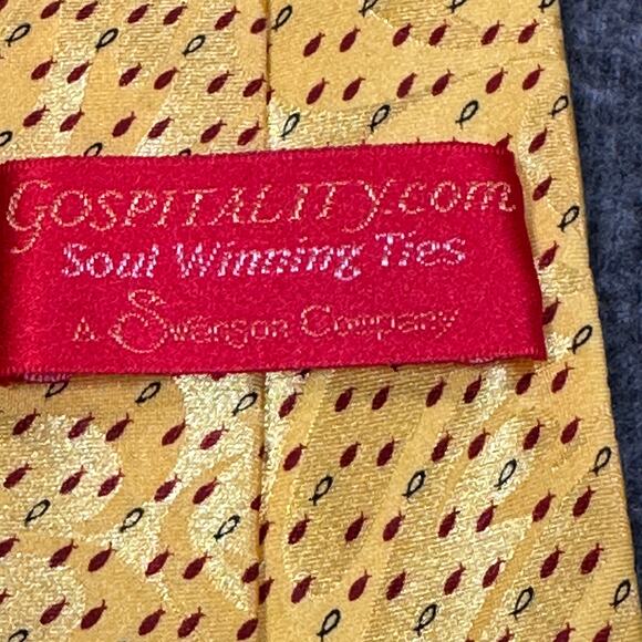 Gospitality Mens Tie Gold with Red Fish Soul Winning Polyester Business NeckTie - Picture 2 of 6